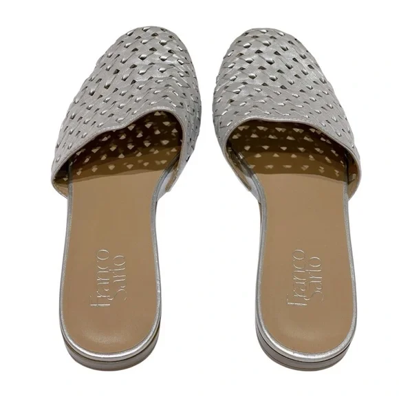 FRANCO SARTO L-GLENA 2 WOVEN SILVER MULES SZ 8 MED EUC - Picture 9 of 10